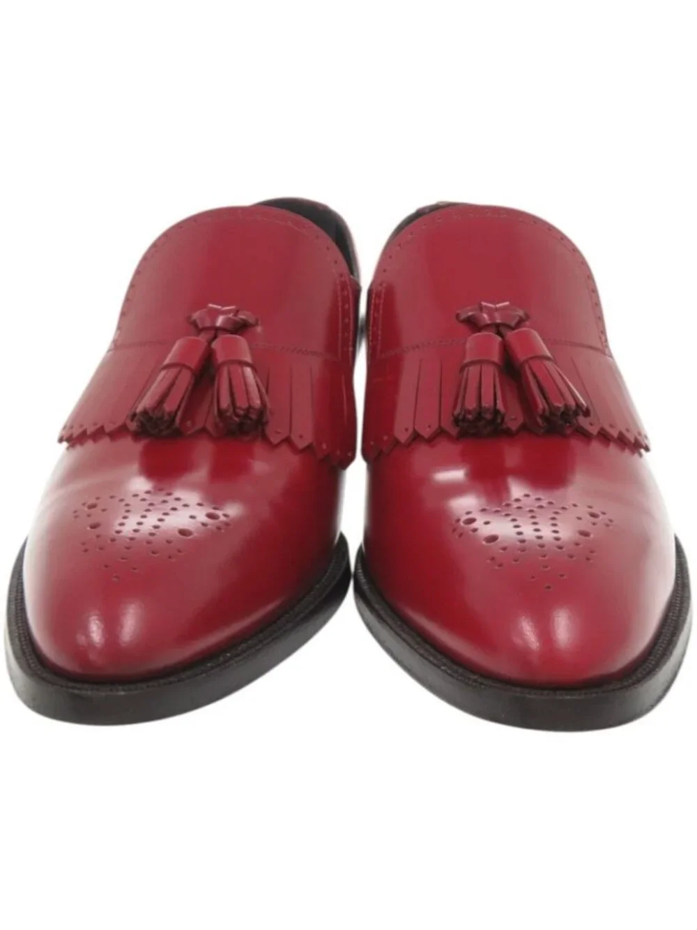 Celine Loafers Tassel Leather Red Shoes - Picture 4 of 10